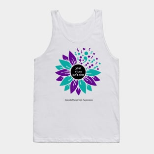 Suicide prevention: semicolon sunflower, black type Tank Top